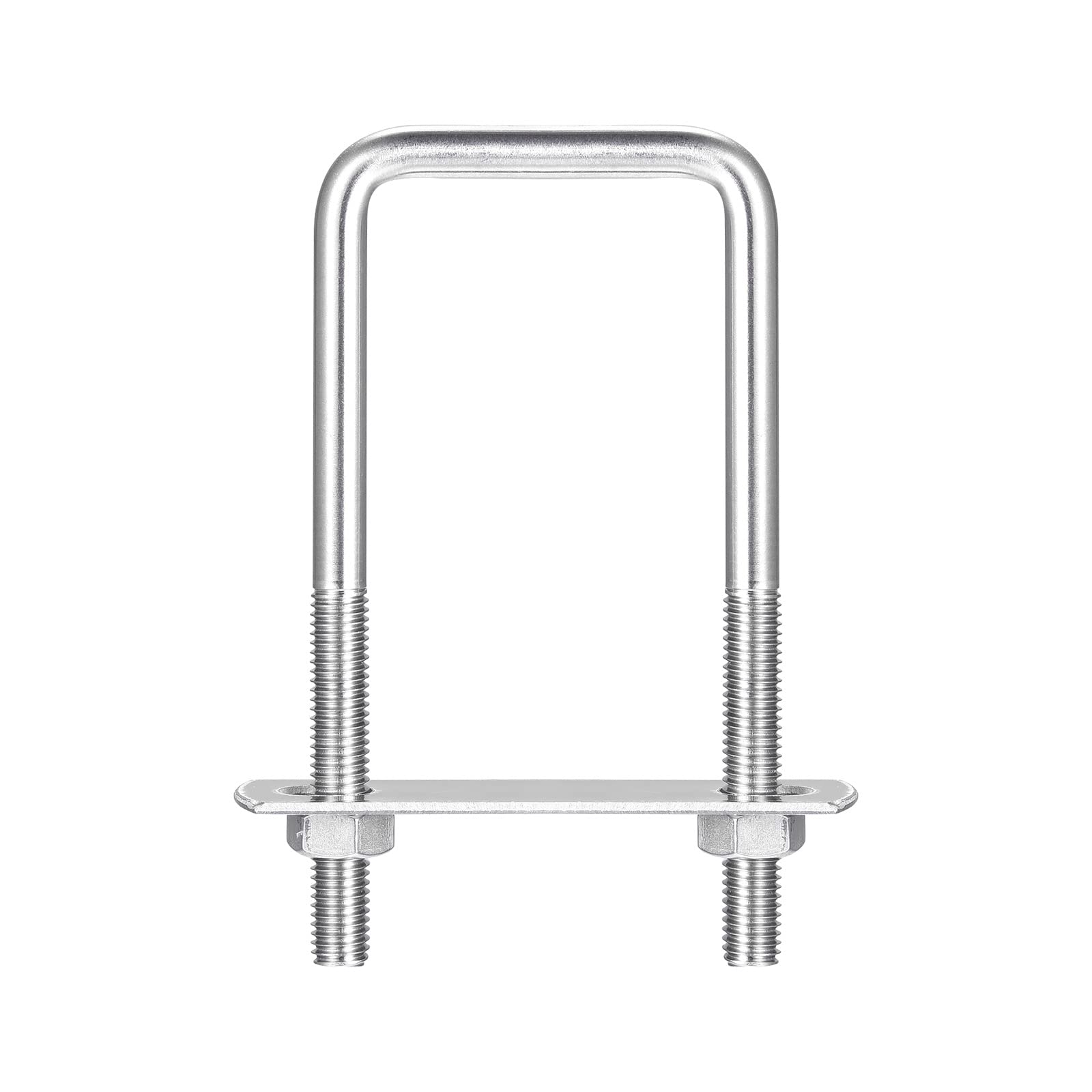sourcing map Square U-Bolts, 3 Sets 47mm(1.85") Inner Width 110mm Length M8 304 Stainless Steel U Clamp Bolt with Nuts and Plates, for Boat Trailer