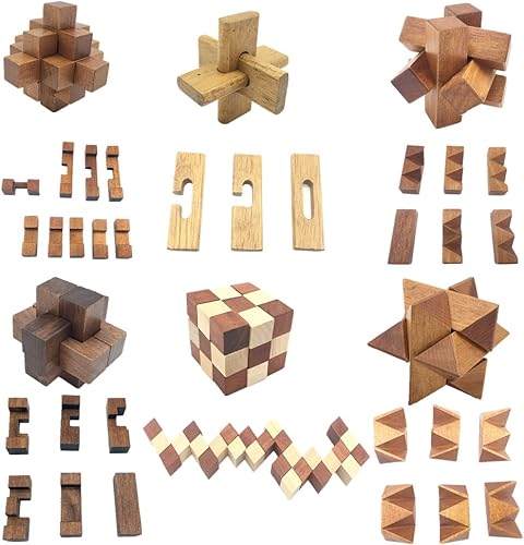 Miniatura 4 de Guaishou Rompecabezas de madera de lujo 6 en uno 3D para adolescentes y adultos, incluye caja de almacenamiento