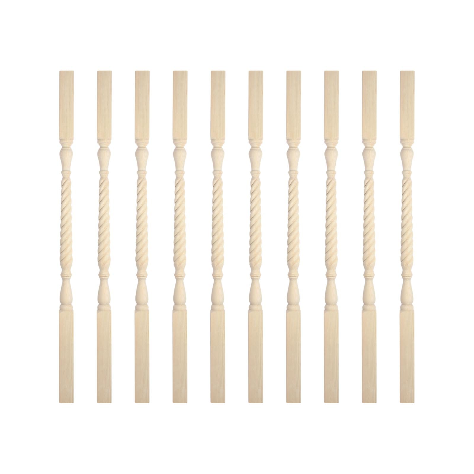 Jackson Woodturners Pine Barley Twist Stair Spindle – Classic Traditional Old-Fashioned Staircase Design, Pine, 900mm x 41mm - Pack of 10