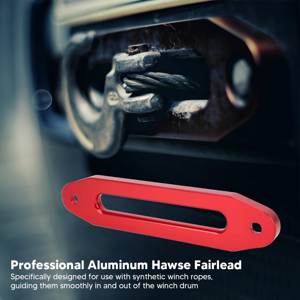 Hawse Fairlead 10in Towing Winch Fairleads 25.4cm Aluminum Bolt Pattern Hawse Fairlead Synthetic Winch 8000-15000 Pounds Hawse Winch Fairlead for Synthetic Rope(A(red))
