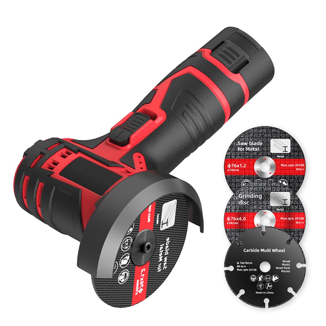 Meuleuse d'angle sans fil 12V compacte avec 2 batteries et disques