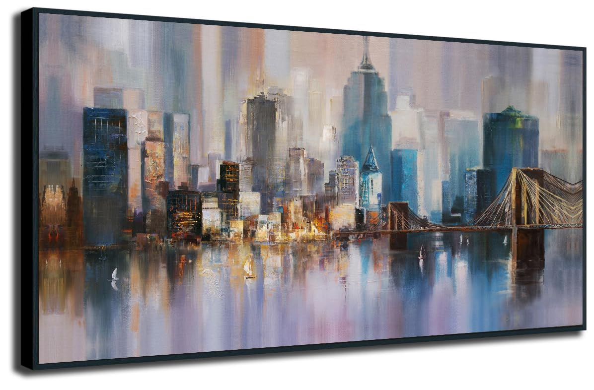 Photo 1 of Anolyfi Framed Cityscapes Canvas Wall Art 48"x24"