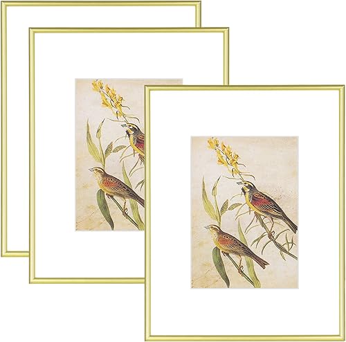 Miniatura 6 de Fkvat Juego de 4 portarretratos de 8 x 8 pulgadas, marco de fotos de metal cepillado simple y moderno dorado mate para fotos de 4 x 4 pulgadas con