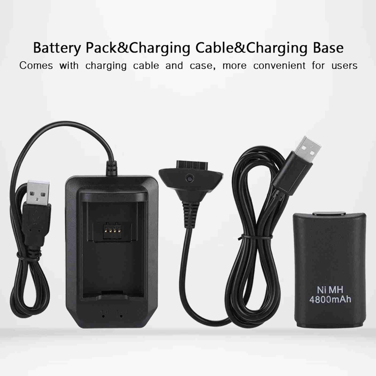 Kosiy Bewinner Batteria Ricaricabile 4800mAh per Controller 360, Include Cavo USB e Base di Ricarica, Batteria di Riserva per 360 Controller