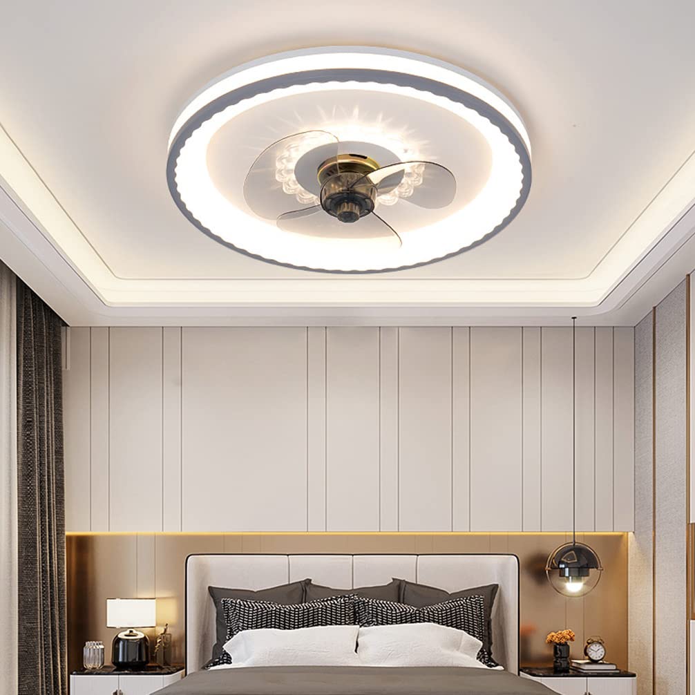 CUNTO Plafoniera con ventilatore a LED, Plafoniera con ventilatore semplice per camera da letto. Telecomando silenzioso. Plafoniera con ventilatore multifunzione integrata