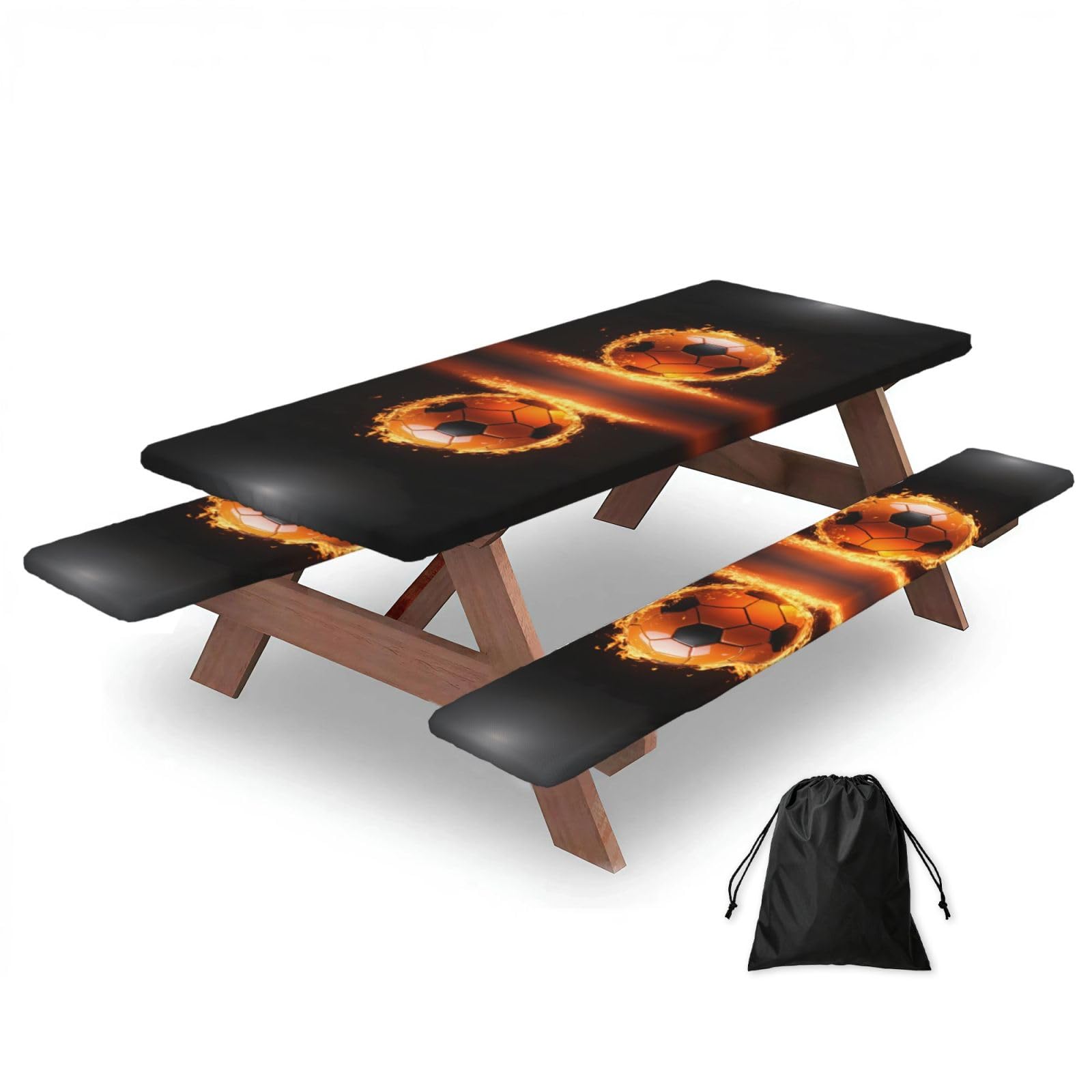Soccer Print 3 Pack Wipeable Picnic Bench Cover And Table Cover Lightweight Table Cloth For Camping Outdoor