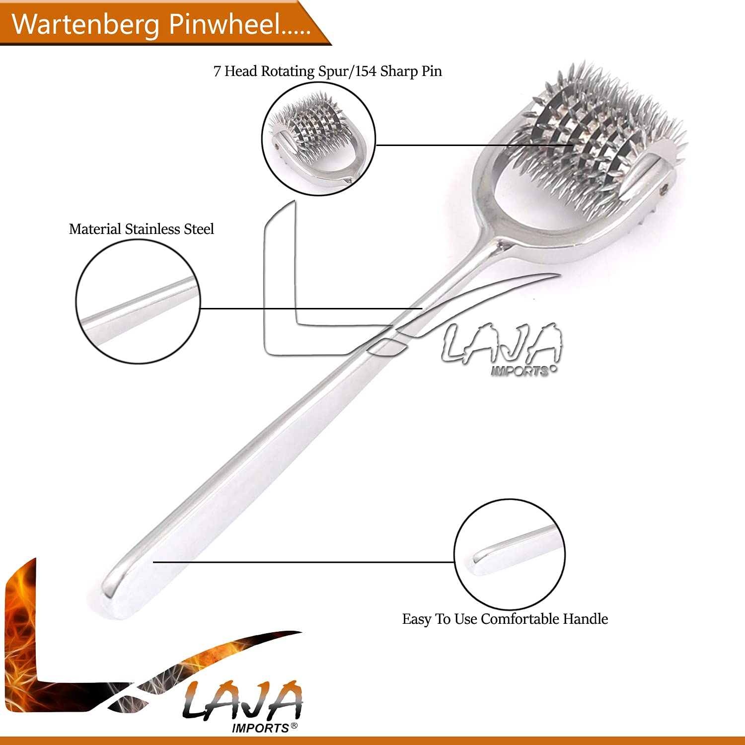AAProTools Set of 2 Wartenberg Pin Wheel Pinwheel 1 & 2 Head Diagnostic Tactical All Black