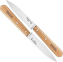 Opinel No. 112 Paring Knives 2 Piece Set, Sandvik 12C27 Steel Everyday Use Prep Knives for Chopping, Peeling, Slicing, Trimming, Stabilized Sustainably Harvested Beechwood Handles, Made in France