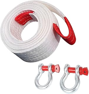 Cuerda De Remolque De Vehículos Pesados, con 2 Ganchos De Seguridad, La Fuerza De Tracción Máxima Es De10t (Size : 5m/10t) Blanca, Apta para Remolques Pequeños(White2,2 Meters 8 tons)