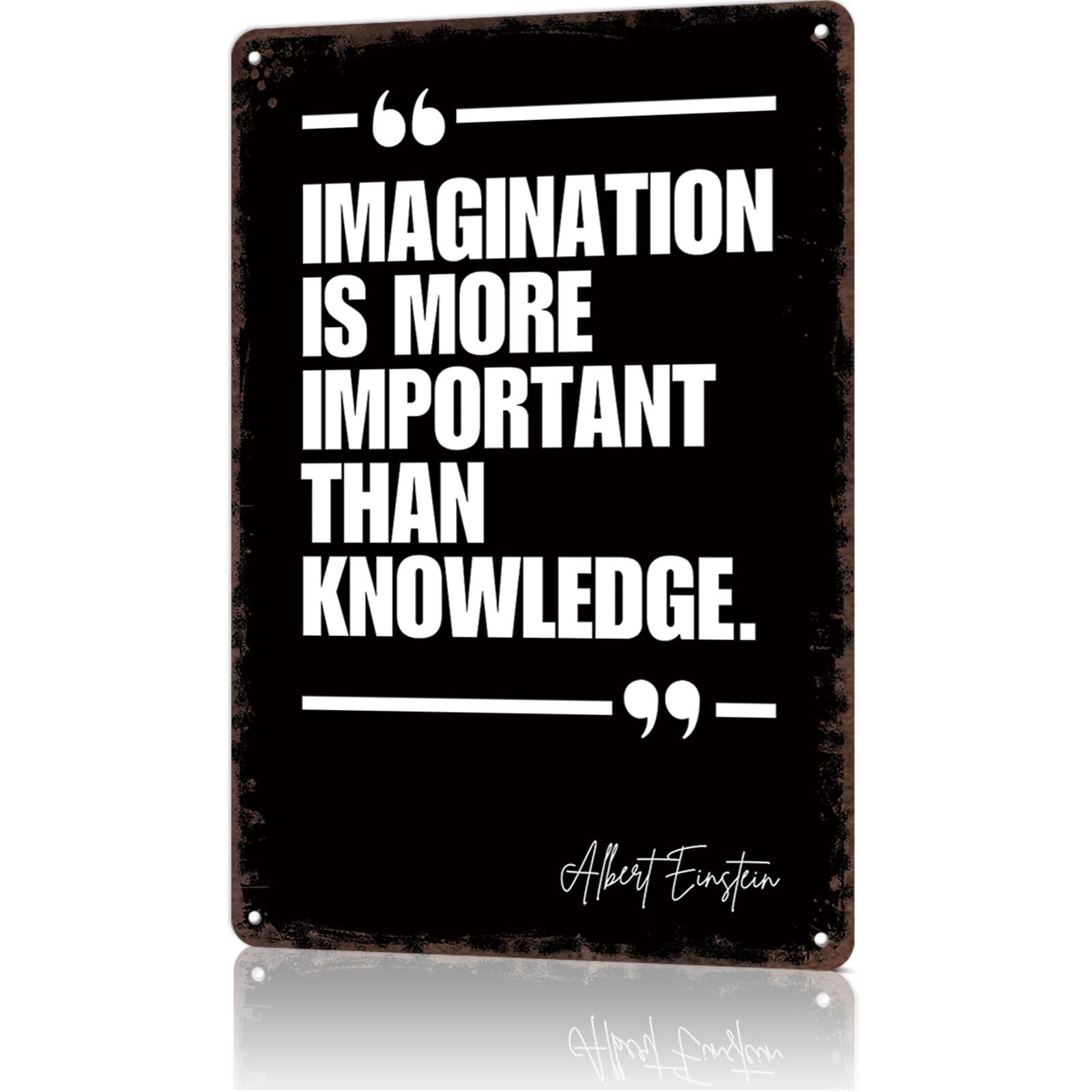 KWQDOZF Funny Metal Sign Imagination Is More Important Than Knowledge Vintage Tin Signs Poster For Home Room Bedroom Office Decor 8x12inch