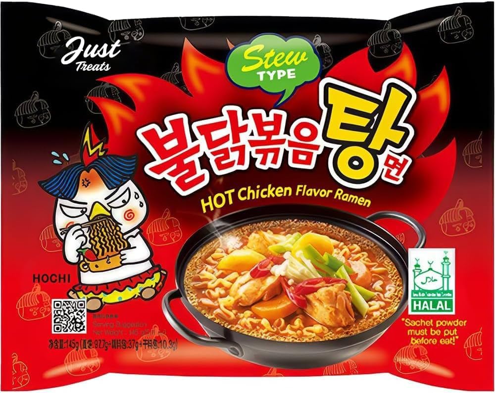 Stew Type Korean Hot Chicken Flavour Ramen Noodles 145g (Pack of 10) | Authentic Korean Stew-Style Ramen | Perfect for Soup Lovers | Ready in Minutes | Intense, Fiery Spice | 10-Pack Value Bundle