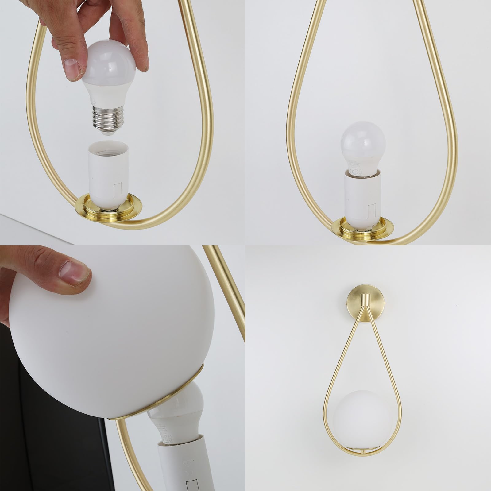 Alpinaluz Aplique de Pared Moderno E27 con Bola de Cristal de 15 cm