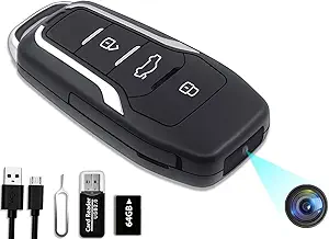 ClODGDGO 64GB Spy Camera Hidden Camera Car Key,360 Minutes Battery Life Mini Spy Camera, Nanny Cam Hidden Camera with HD 1080P,Surveillance & Security Cameras for Dating
