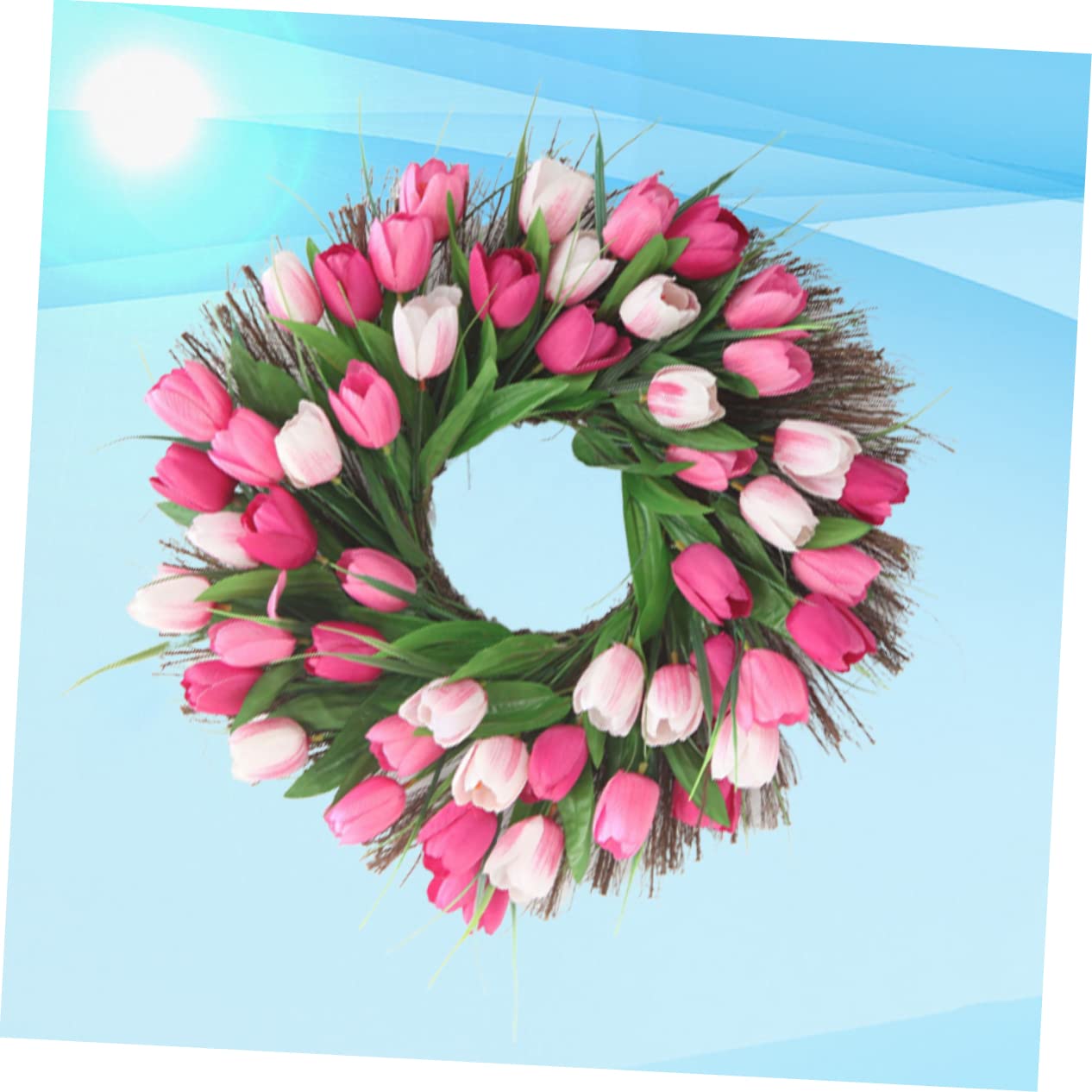 Guirnalda De Tulipanes Artificiales De Rattan Rosa Decoración para Bodas y Adornos para Puertas