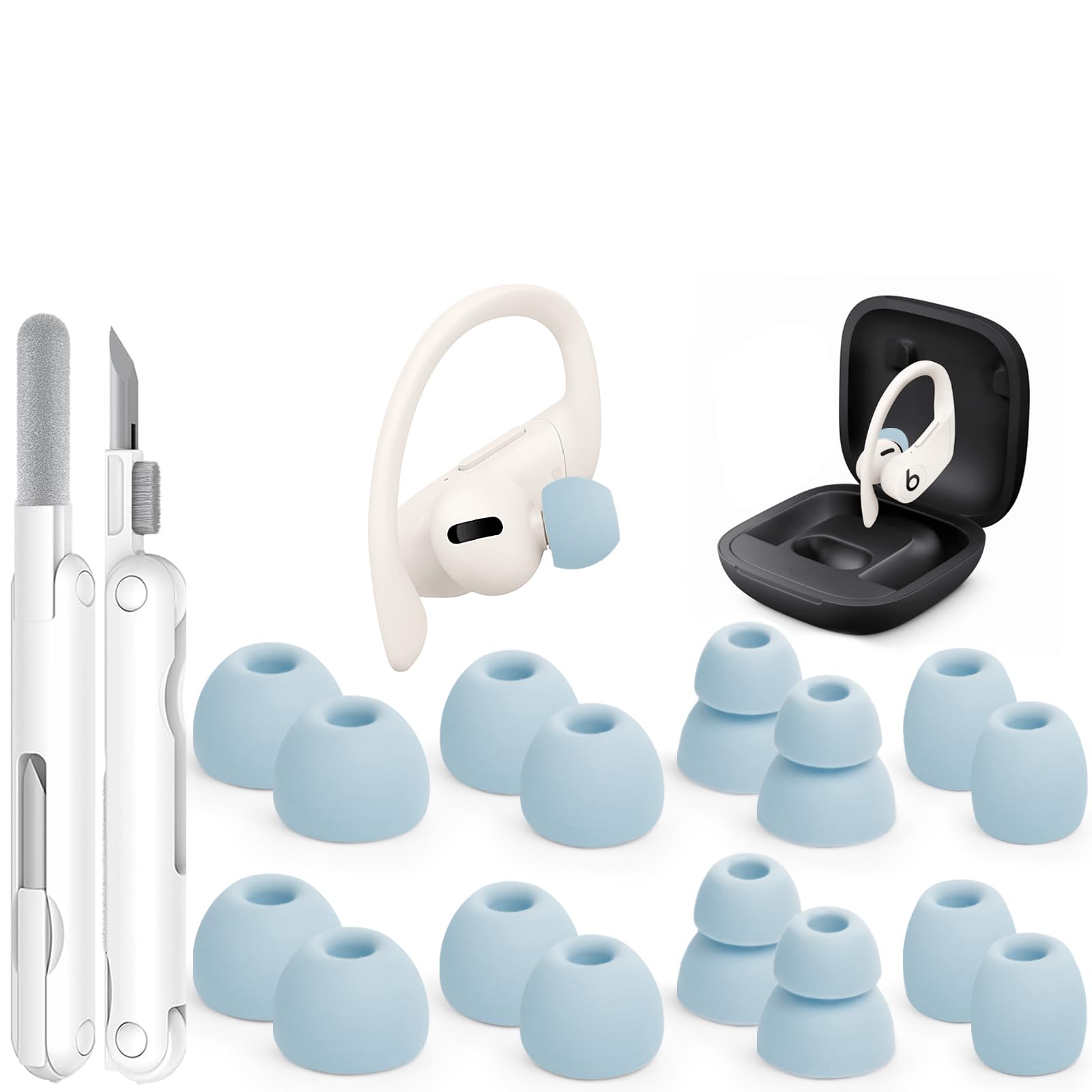 4 Pair Replacement Ear tip for Powerbeats Pro, Beats Earbuds Replacement Tips,Wireless Earphone Headphones, Silicone Earbuds Buds Set with Cleaning