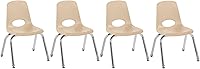 Vista 33 de FDP 10380-BK - Silla escolar apilable de 14 pulgadas, asiento apilable para estudiantes con patas de acero cromado y deslizadores de bolas