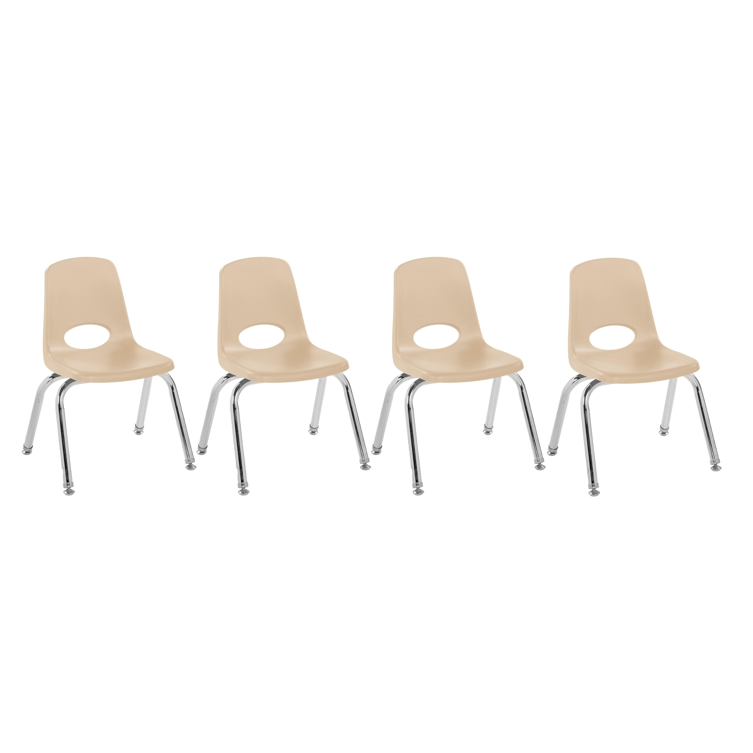 FDP 12" School Stack Chair with Swivel Glides, Sand, 4-Pack, 10379-SD