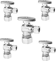 Vista 7 de Paquete de 4 válvulas de parada angular, válvulas de cierre de agua de 1/4 de giro, entrada de compresión nominal de 1/2 pulgada