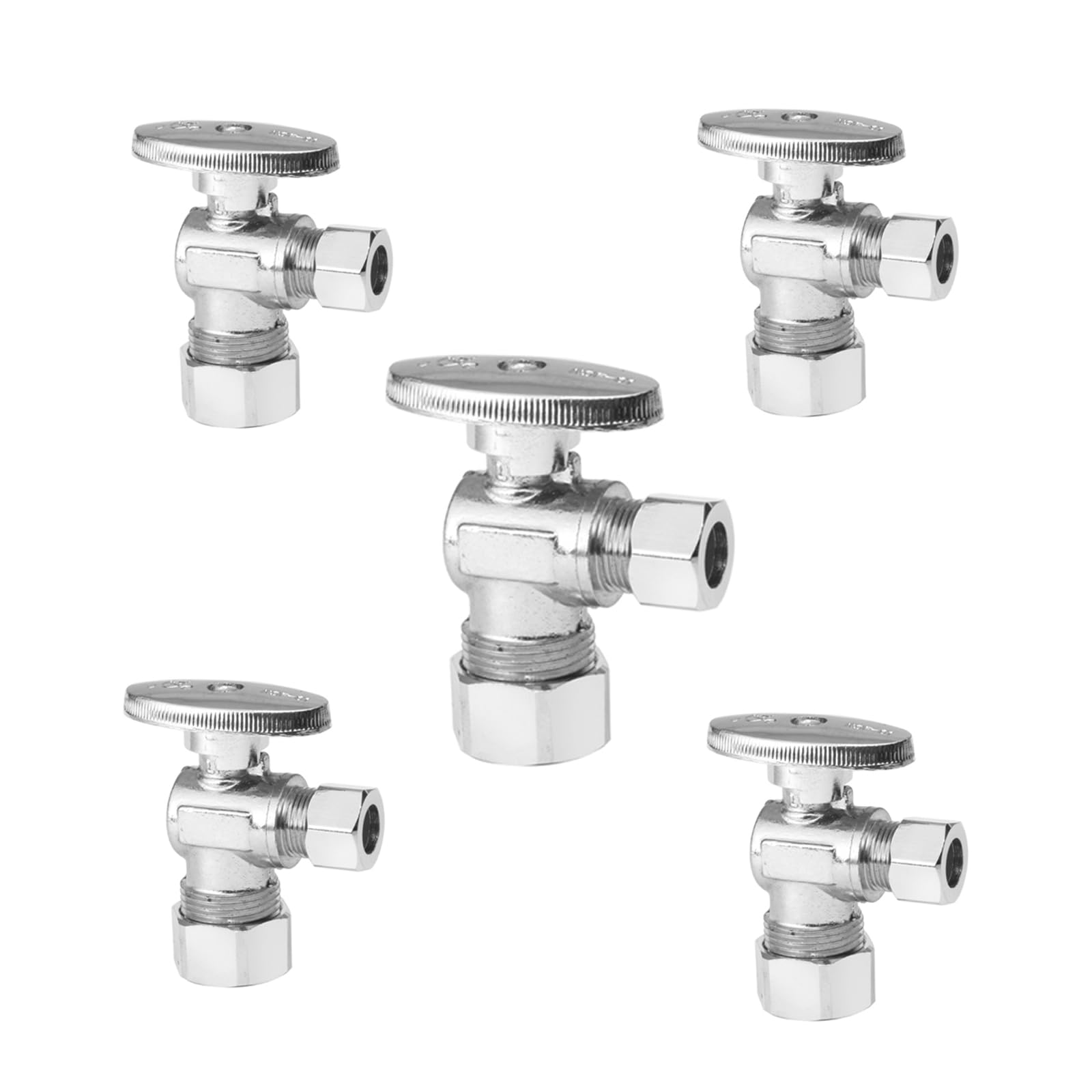 5 Pack Angle Stop Valve,1/4 Turn Water Shut Off Valves,1/2" Nominal (5/8" OD) Compression Inlet x 3/8" OD Compression Outlet Shut-off Valve for Bathroom Toilet Kitchen Shower Plumbing