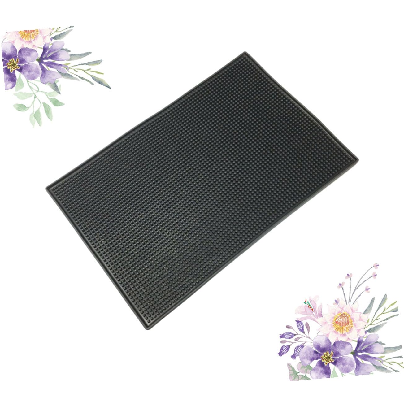 Tappetino Bar in Silicone Nero Antiscivolo Drenaggio | Bar e Cucina, 1 Pezzo, Formato Rettangolare, Scanalature Profonde, Adatto a Tazze e Frutta