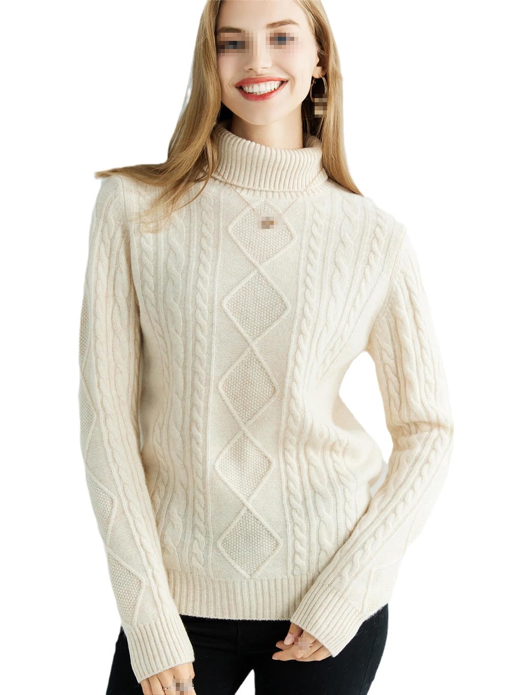 Jegsnoe Kaschmirpullover Damen Strickpullover Wolle Rollkragen Langarm Strickpullover Winter Herbst Pullover