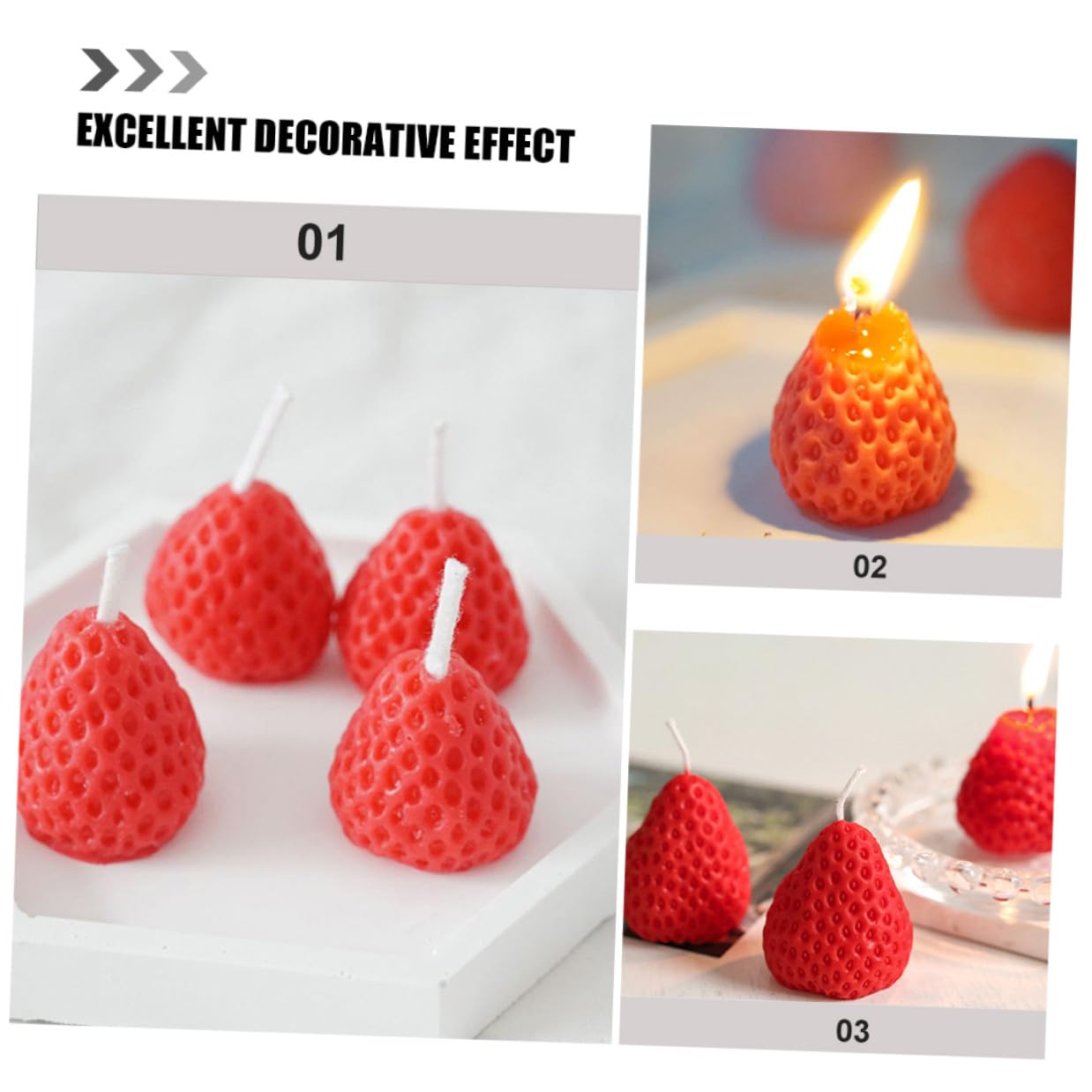 Set 9 Candele Profumate a Forma di Fragola Rosse Lumini Sagomati Artigianali per Decorazioni Casa Feste Matrimoni e Aromaterapia