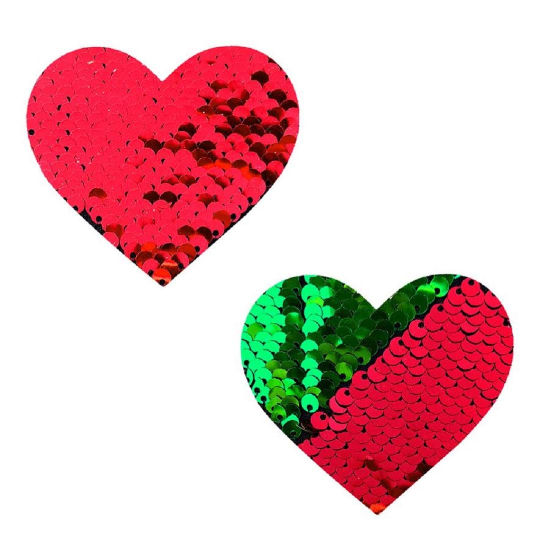 Neva Nude Iridescent Crystal Beamz Nipztix Pasties Nipple Covers for Festivals, Raves, Lingerie and More, Made in USA: Sequin Red to Green X