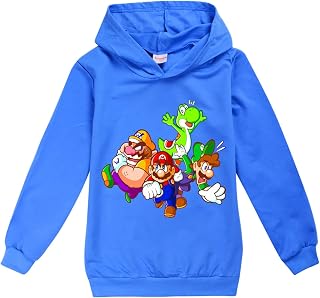 Toddler Boy Super-Marios Hoodie Cute Sweatsuit Long Sleeve Top Cartoon Outfits Sport Birthday Gifts