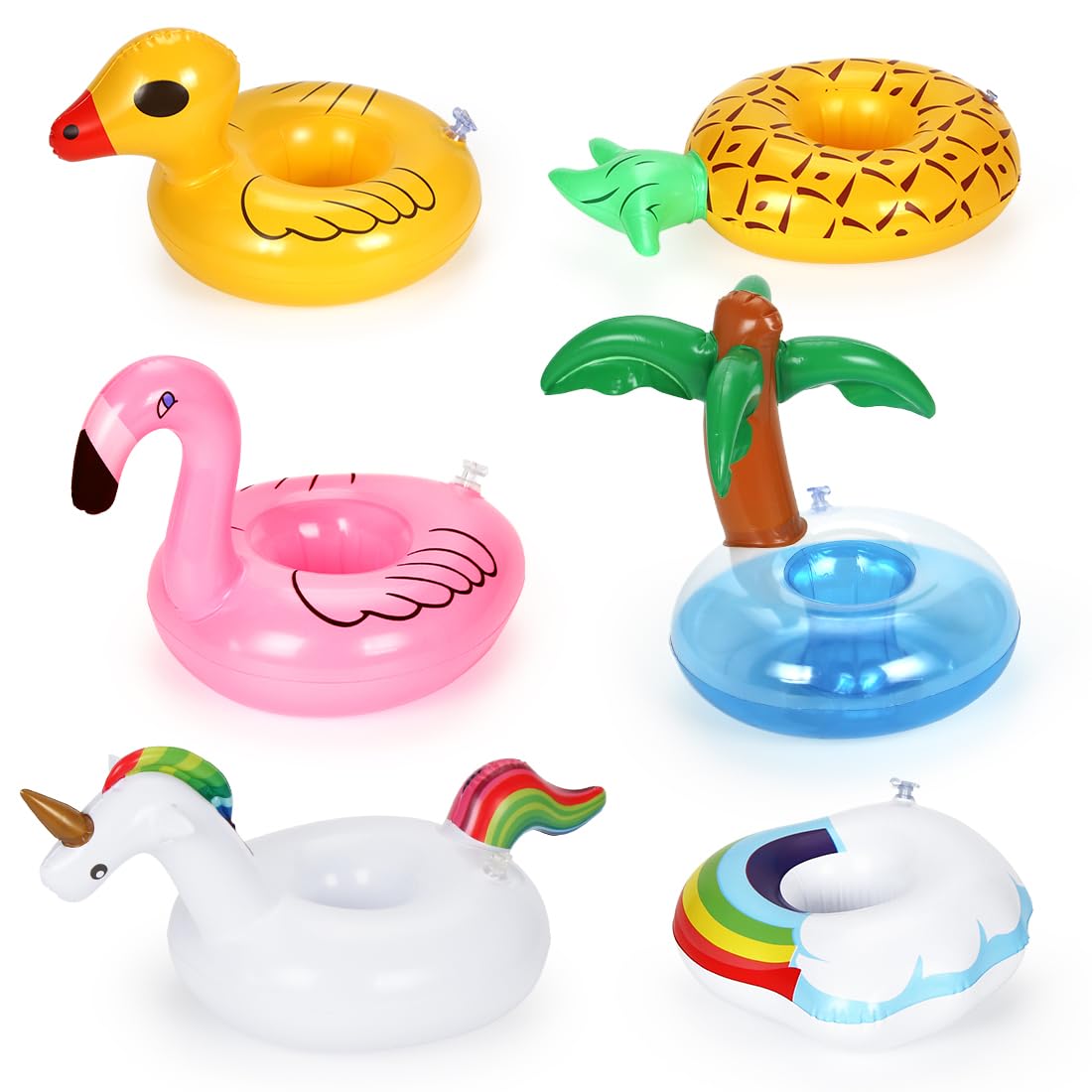 Portabebidas Piscina, 6 Piezas Flotador Portavasos, Portavaso Hinchable Piña Flamingo, Juguetes Inflables para Piscina,Verano,Fiesta en la Playa