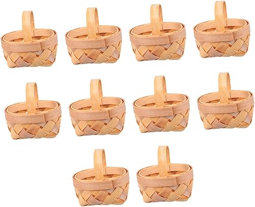SECFOU 10pcs Woven Basket Flower Girl Baskets Crafts for Adults Desk Containers Small Rattan Basket Mini Candy Gift Baskets Easter Candy Basket Gift