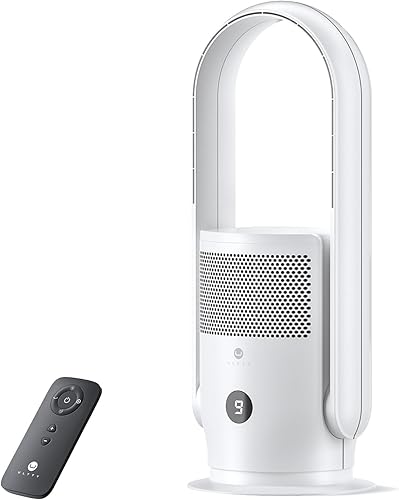 Miniatura 9 de ULTTY Bladeless Tower Fan with Remote, 90° Oscillating Tower Fan with HEPA Filter, Remote, Touch, 8H Timer, 9 Speeds, Powerful Floor Fan for Bedroom