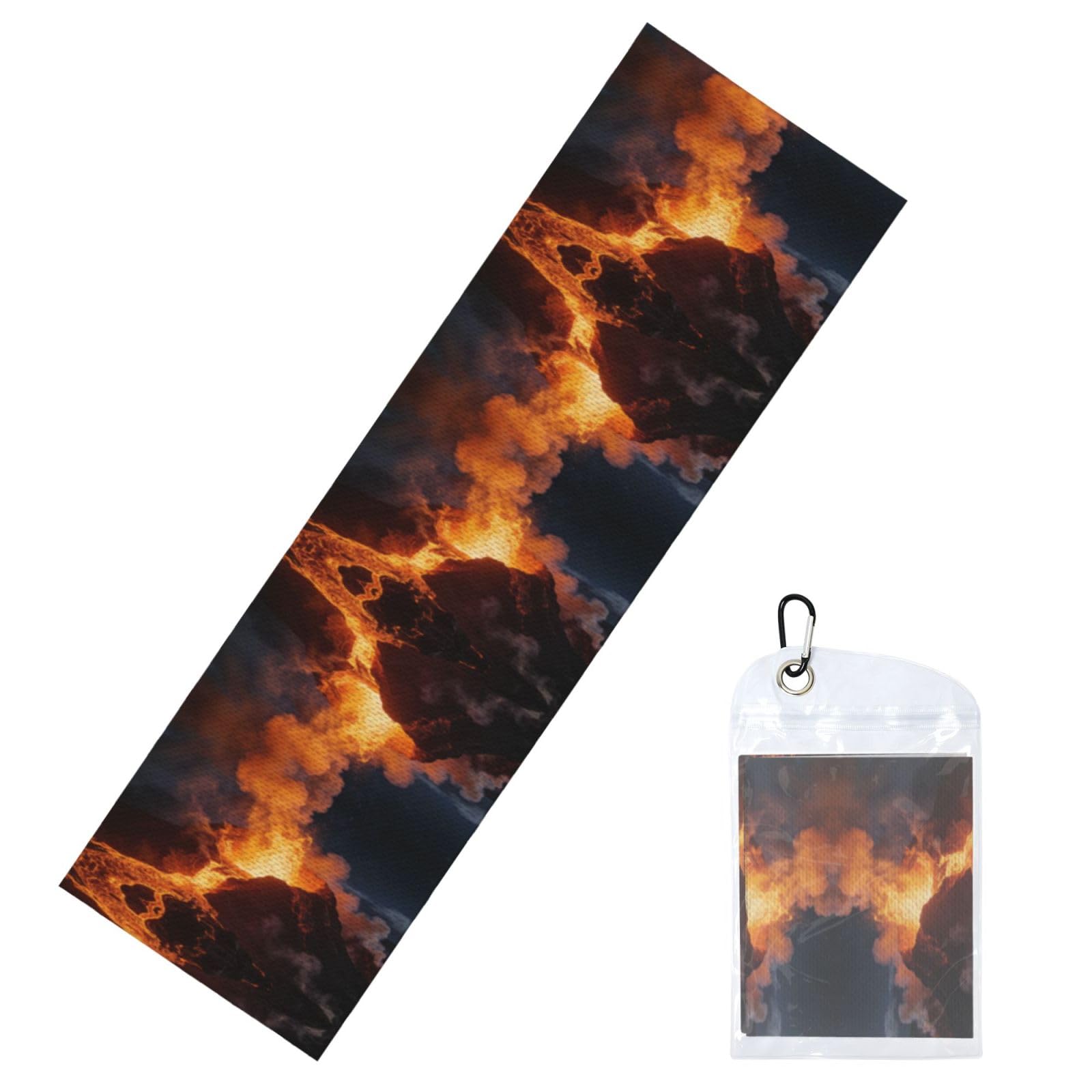 DUYIOKH Volcano at Night Print Cooling Towel, Portable Towel for Gym Workout Golf Beach World Cup Sports Hot Weather