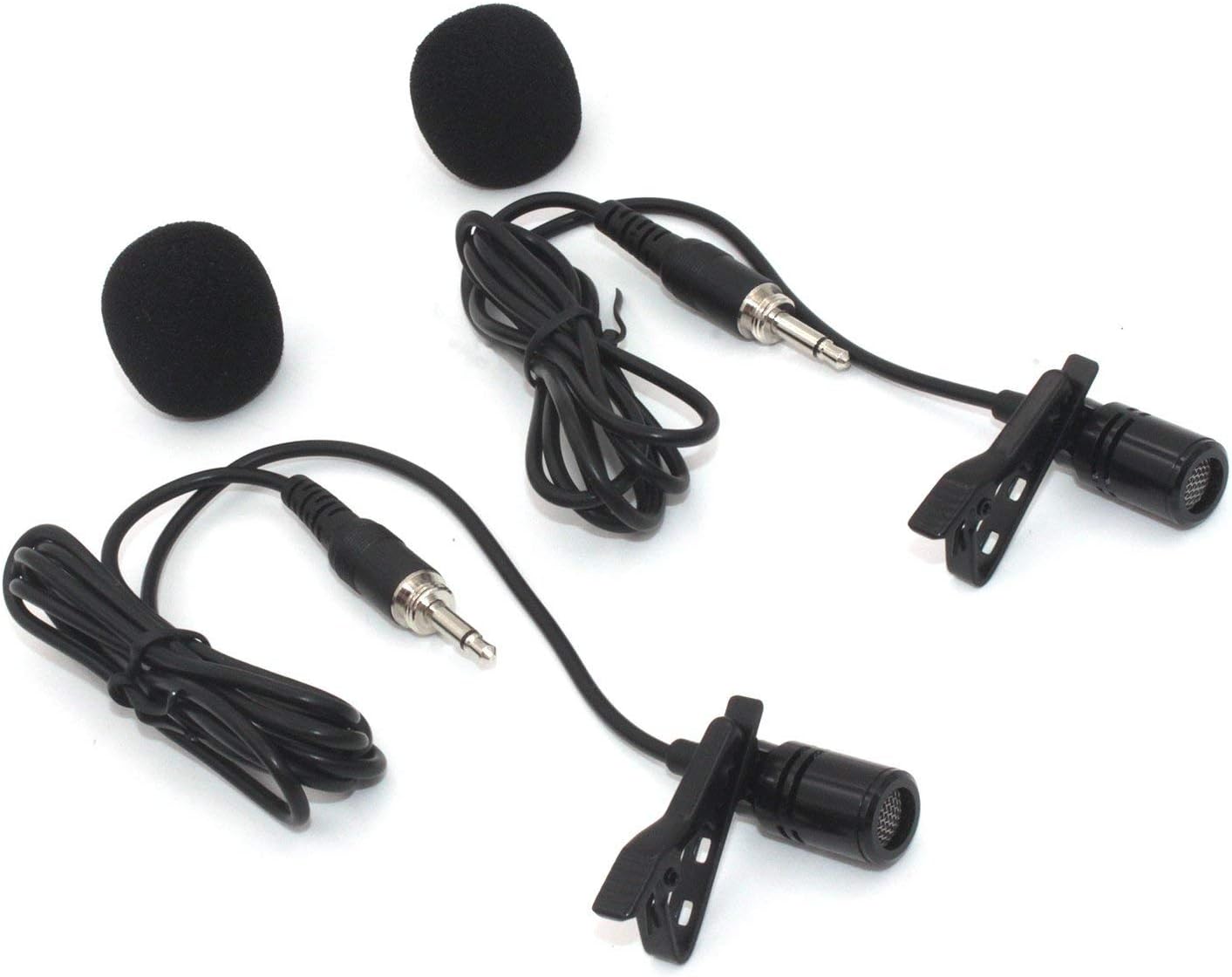 Metal 3.5mm Mono Screw Hands-Free Lavalier Microphone w/Outside Screw Connector for Sennheiser Wireless Transmitter- Noise Cancelling Condenser Mic, Clear Voice (2X Lapel Microphone)