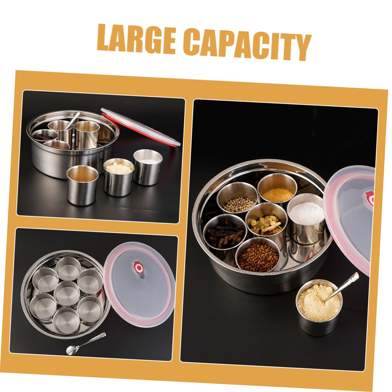 Genérico Juego De Botes para Condimentos Tarros para Especias Botes De Cocina para Encimera Juego De Recipientes para Condimentos De Acero Inoxidable