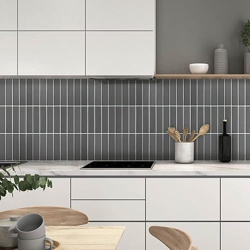 Miniatura 56 de Commomy Azulejos 3D de color verde mate para despegar y pegar, 10 piezas de PVC fino de 11.8 x 11.8 pulgadas para cocina, baño, inquilinos, Verde