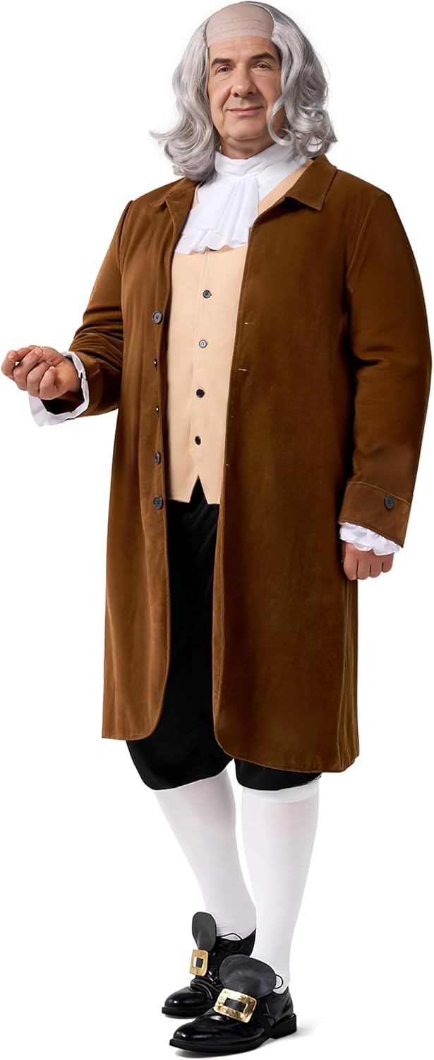 Spooktacular Creations Halloween Founding Father Costume, Brown Men Colonial Costume for Halloween Party - Image 4