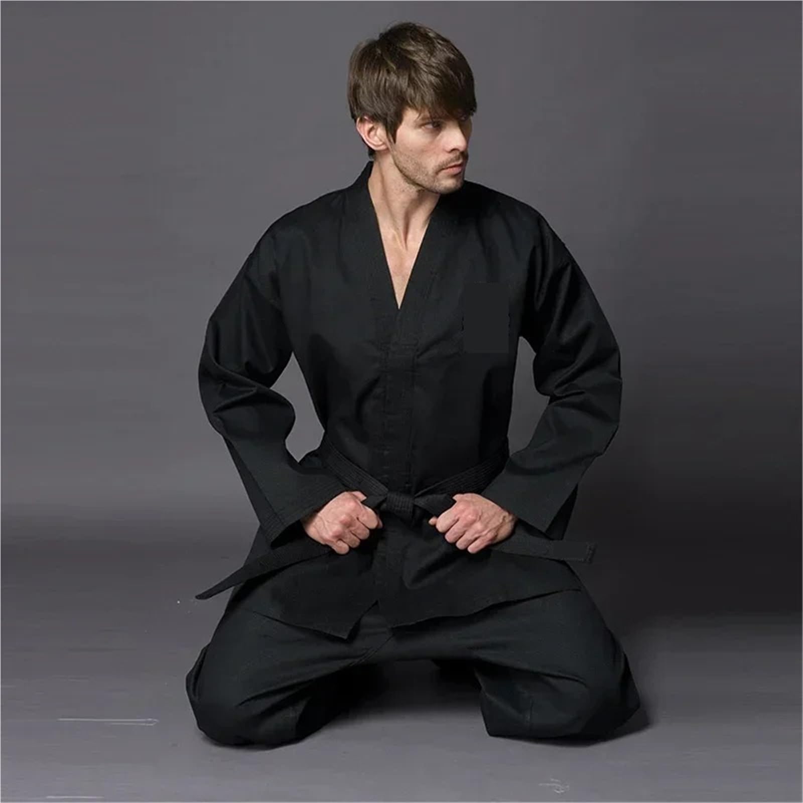SportingGoods Set Uniforme da Taekwondo con Ricamo Nero, Pantaloni e Cappotto, Bellissimi Vestiti, Uniforme da Allenamento for Karate