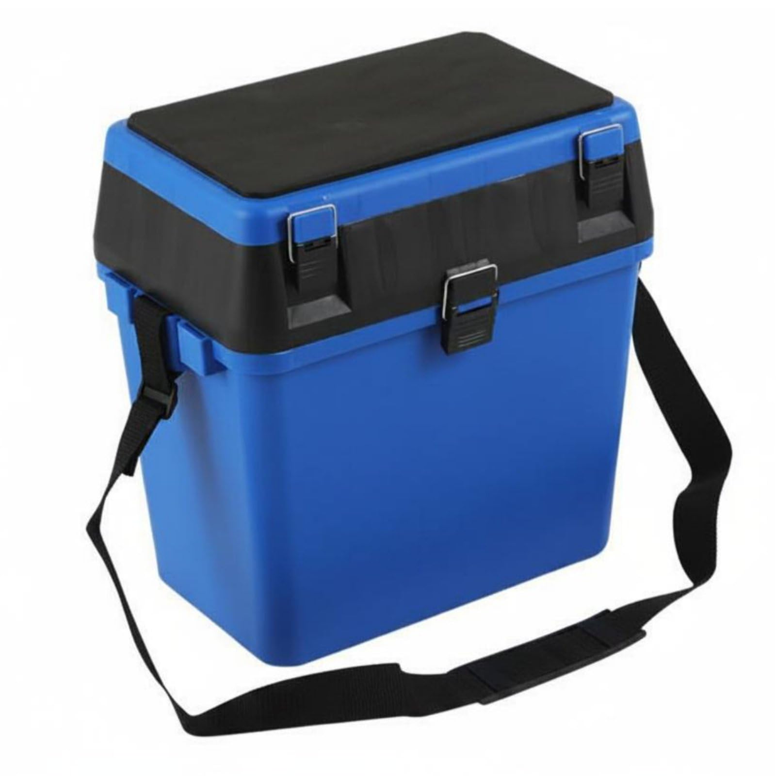 perfeclan Contenedor de Almacenamiento de Pesca Caja Organizadora Cubo Maletín Tapa Reforzada Como Asiento Correa de Hombro Adecuado para Pesca Deportiva Ribera, Azul