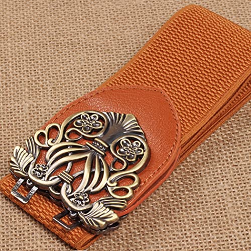 Retro Wide Cinch Belt Womens Corset Cinch Waist Band Vintage Bandage Elasticity Girdle Wrap Gothic Elastic Waist Belt with Hook Buckle for Costume – Brown Bronze2