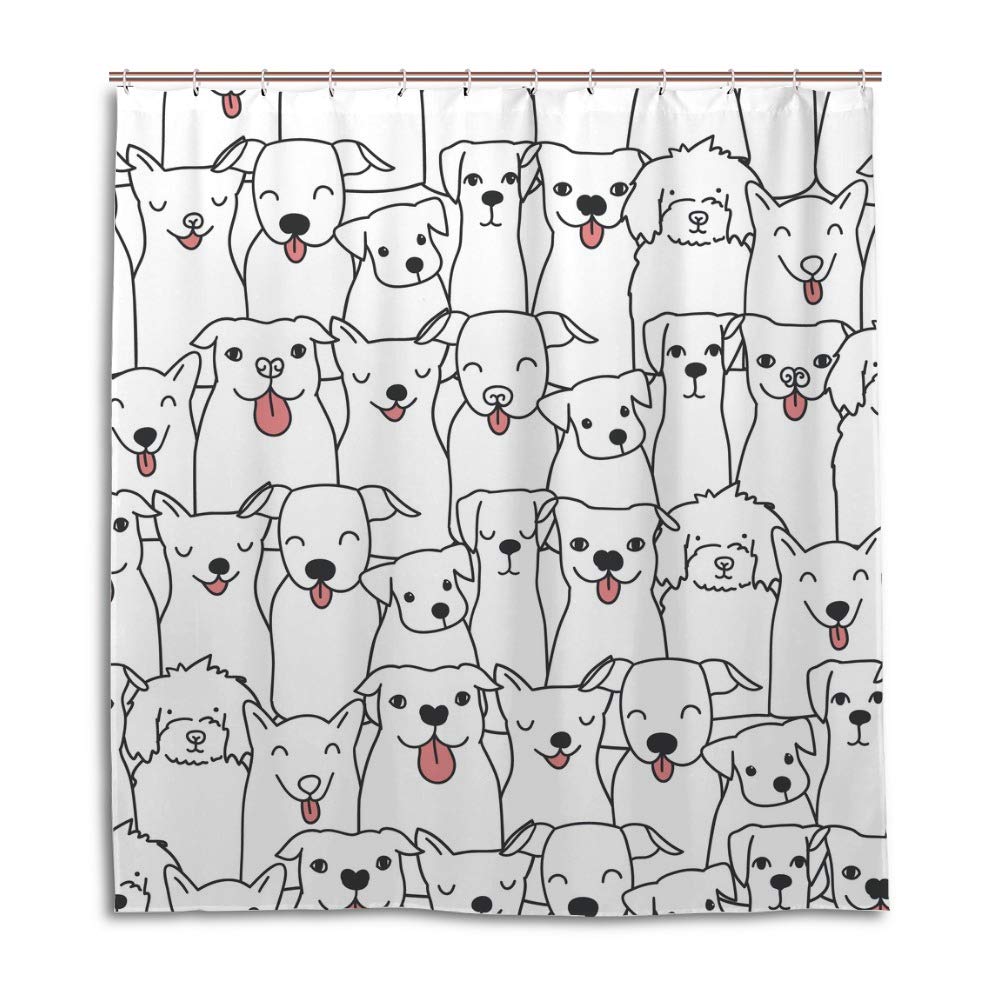 Rideau de douche imperméable motif chiens 180x180 cm pour salle de bain