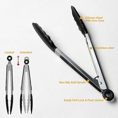 Miniatura 6 de Juego de utensilios de cocina de silicona, espátulas y cucharas antiadherentes grandes y resistentes al calor para cocina, ideales sin BPA para