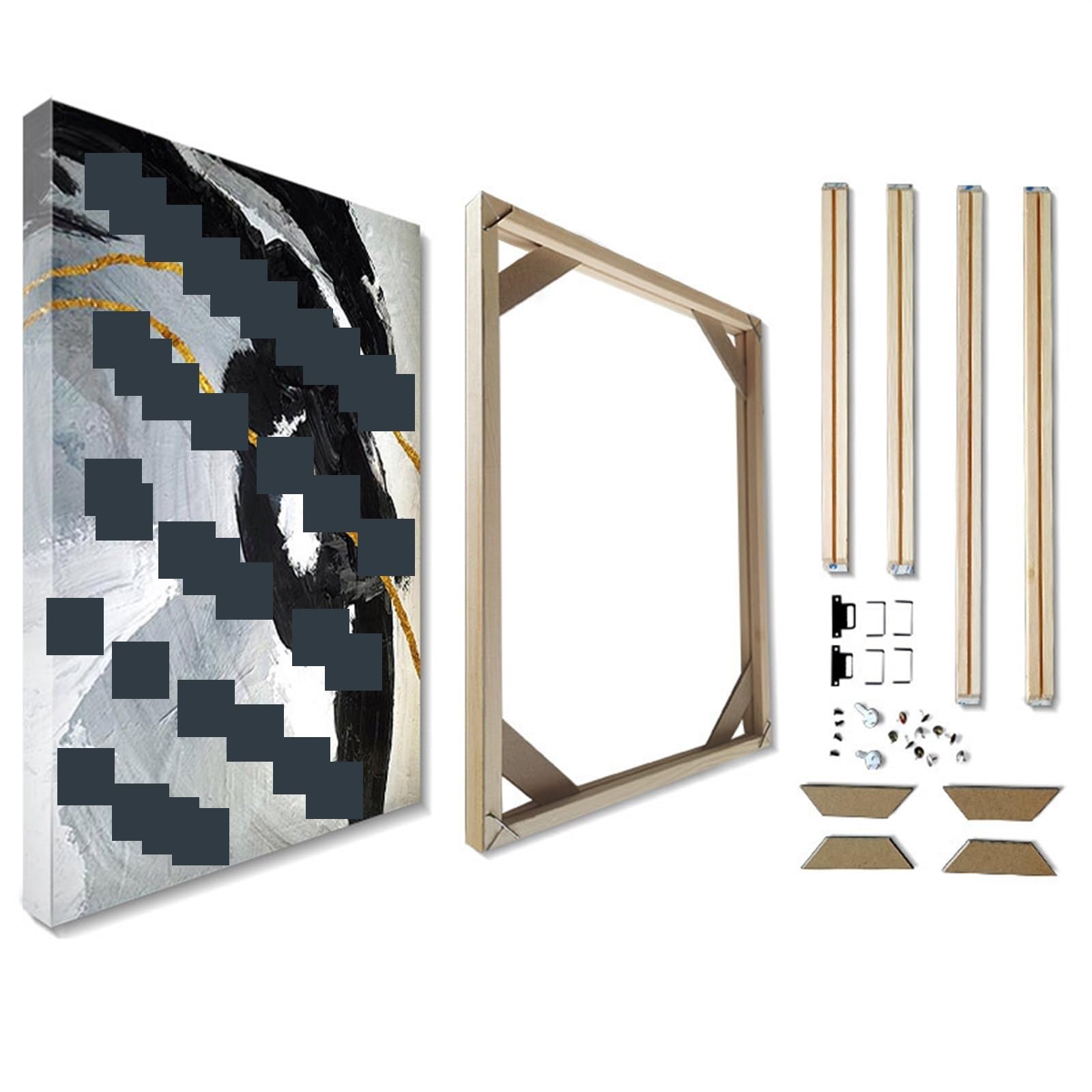photo frame kits 1 Set of DIY Solid Wood Photo Frame for Canvas Painting or Poster Installation, Stretching Strip for crafts party school projects(Width 75cm,Height 35cm)