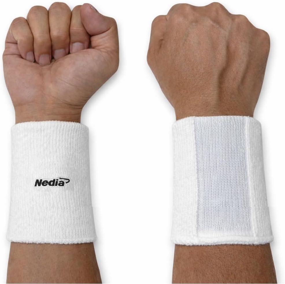 Nedia Cooling Wristbands Cotton Sweatband for Men and Women, Ice Gel Pack Inserts Keeps You Cool in Hot Weather Play, Sweat Absorbing Athletic Terry Cloth, for Tennis, Basketball, Running, More