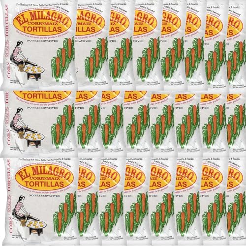 El Milagros Corn Tortillas, No Preservatives, Non-GMO, Fresh from Chicago - 24 Packages (288 Tortillas) (24 Pack Paper)