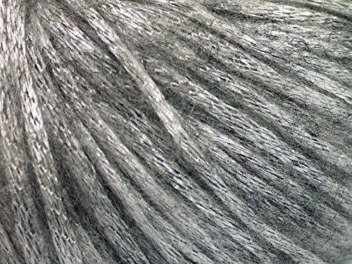 Rock Star, Silver Gray, Metallic Shine, Soft Nylon Merino Wool Acrylic Blend Yarn, 50 Gram #TOP1