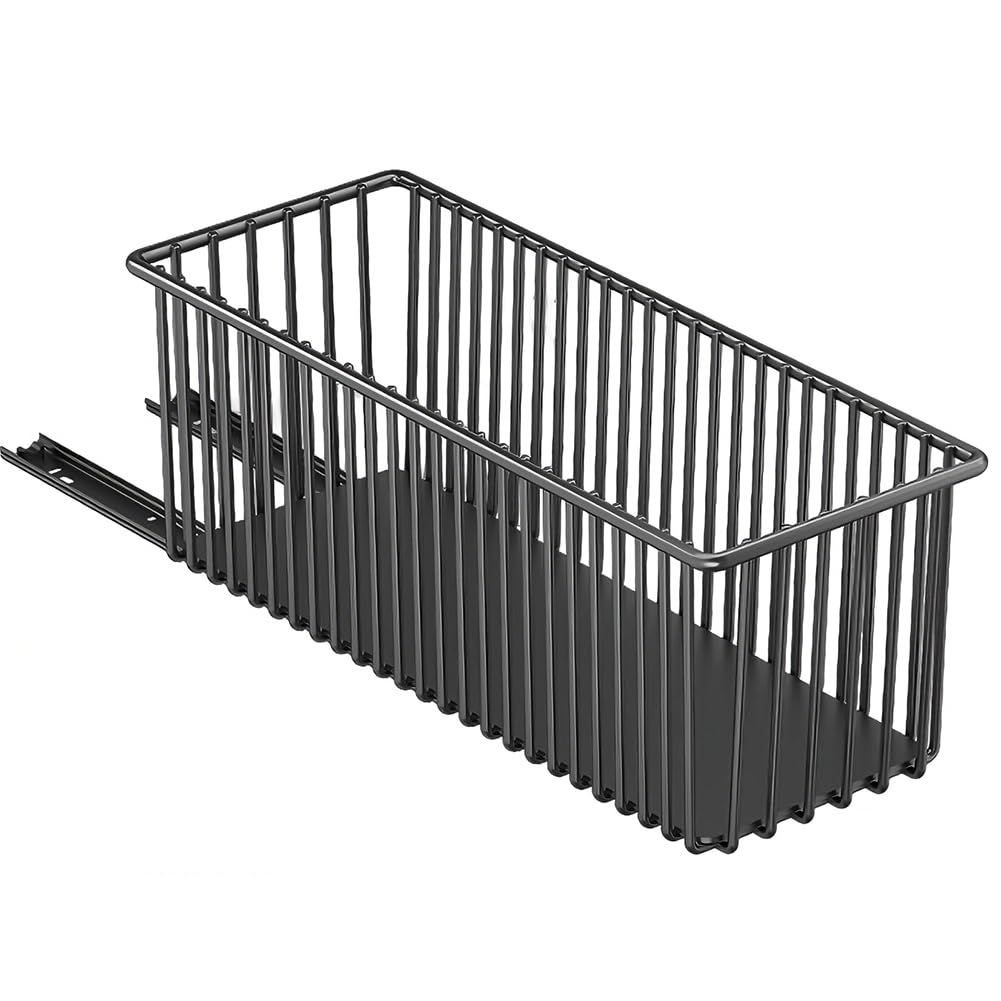 FARYODI 2 cassetti estraibili da cucina, 15,3 x 41 x 16 cm, cassetto telescopico, scaffale portaoggetti da cucina, cassetto estraibile, nero, non richiede fori e chiodi