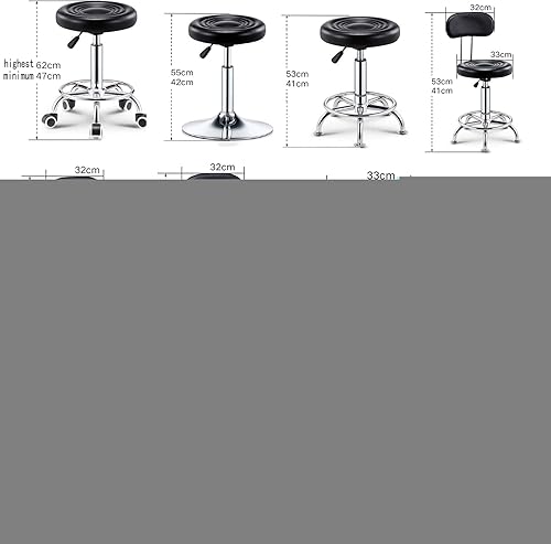 Miniatura 8 de Taburete de bar ajustable giratorio, chasis de acero grande, respaldo moderno para el hogar, taburete redondo de pierna alta, carga de 220.5 lbs,