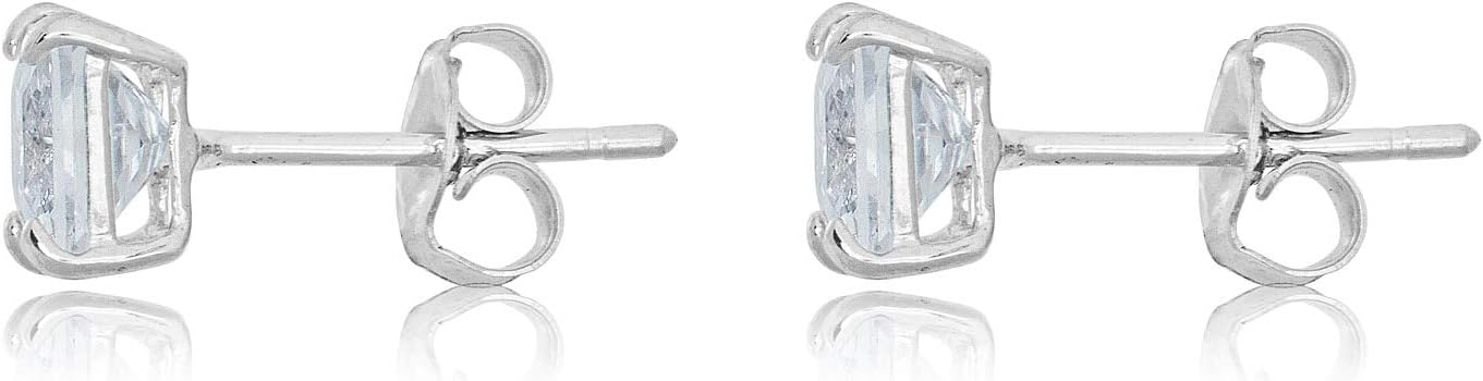 AVORA 10K Gold Princess Cut Simulated Diamond CZ Stud Earrings - Yellow or White Gold