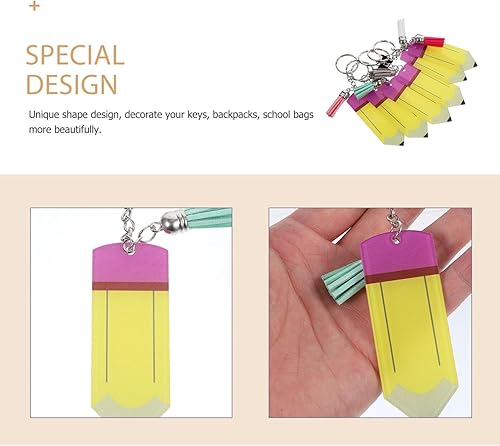 Miniatura 7 de EXCEART 6 llaveros con borlas en blanco para manualidades, regalos de mujer, llavero de dibujos animados, llavero de borla, llavero de borla,