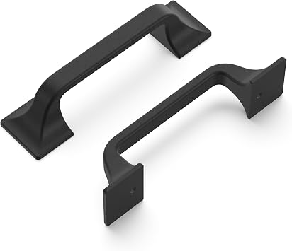 Hickory Hardware 1 Pack Solid Core Kitchen Cabinet Pulls, Luxury Cabinet Handles, Hardware for Doors & Dresser Drawers, 3 Inch Hole Center, Black Iron, Forge Collection